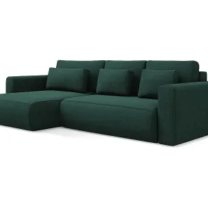 3-Sitzer Ecksofa mit Schlaffunktion - Ecke Links - Strukturstoff - Flaschengrün - KAPUA Rabatt