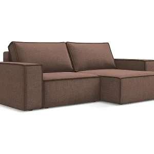2-Sitzer Ecksofa mit Schlaffunktion - Ecke Rechts - Strukturstoff - Puderrosa - KIMO Preisreduziert