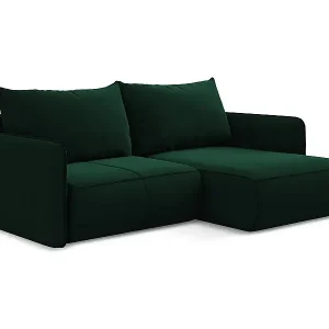 2,5-Sitzer Ecksofa mit Schlaffunktion - Ecke Rechts - Samt - Flaschengrün - NANEA Preis Gesenkt