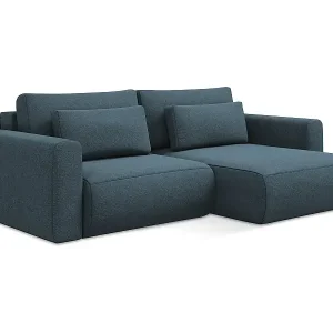 2-Sitzer Ecksofa mit Schlaffunktion - Ecke Rechts - Strukturstoff - Jeans - KAPUA Expressversand