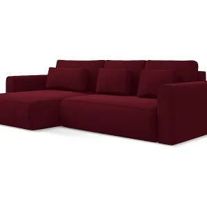3-Sitzer Ecksofa mit Schlaffunktion - Ecke Links - Samt - Burgund - KAPUA Begrenztes Angebot