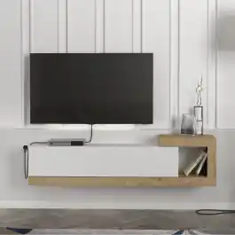 TV-Schrank Volare - 150x30x39cm - schwebend - weiß/Eiche Dekor Schneller Versand