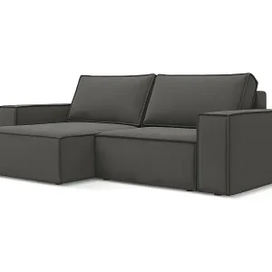 2-Sitzer Ecksofa mit Schlaffunktion - Ecke Links - Samt - Stahl - KIMO Mega-Angebot