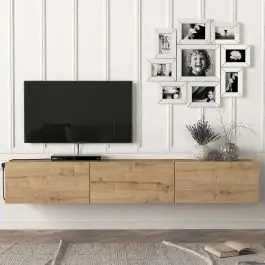TV-Schrank Damla - 180x30x30cm - 3 Türen - Eiche Dekor Jetzt Bestellen