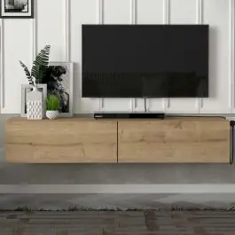 TV-Schrank Aristo - 135x32x25cm - 2 Türen - Eiche Dekor Geprüft