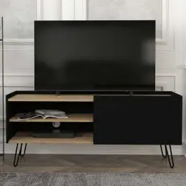 TV-Schrank Nina - 140x42x59cm - mit Stauraum - Eiche Dekor/schwarz Jetzt Bestellen