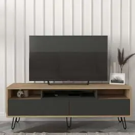 Bestseller TV-Schrank Match - 140x40x48cm - 2 Türen - Anthrazit/Eiche Dekor
