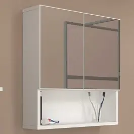 Spiegelschrank Aureliano - 60x17x65cm - 2 Türen - weiß Versand Am Gleichen Tag