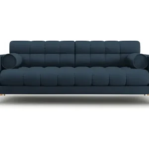 Preisreduziert Cosmopolitan Design - 4-Sitzer Sofa "Bali" aus strukturiertem Stoff blau - 217x92x75cm