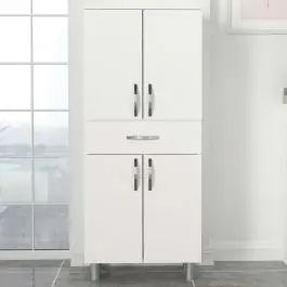 Letzte Chance Lagerschrank Moses - 59x31x140cm - 4 Türen und 1 Schublade - weiß