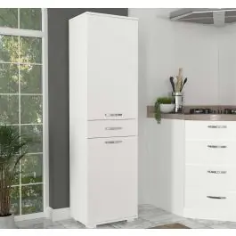 Aufbewahrungsschrank Ayris - mit Klappkorb - 2 Türen und 1 Schublade - weiß Online Kaufen