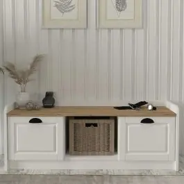 Sale Schuhschrank Rayne - 120x40x45cm - 2 Türen - weiß/Eiche Dekor