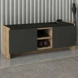 Schuhschrank Verly - 110x33x43cm - 2 Türen - Eiche Dekor/anthrazit Sale