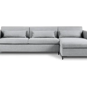 CXL by Christian Lacroix - 5-Sitzer ausklappbares Ecksofa rechts mit Container "Yanis" Sitzer aus strukturiertem Stoff hellgrau - 280x170x80cm Bestseller