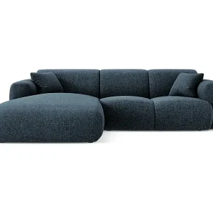 Sofort Bestellen Cosmopolitan Design - 4-Sitzer Ecksofa links "Nolio" aus Chenille-Stoff königsblau - 260x170x72cm