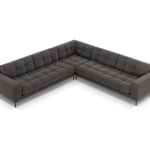 Wochenendangebot Cosmopolitan Design - 6-Sitzer wendbares Ecksofa "Bali" aus Samt dunkelgrau - 256x256x75cm