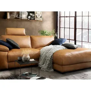 Nur Heute Ecksofa - Rotbraun Leder - LOLA