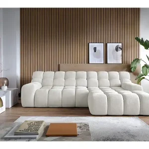 Echt Ecksofa CAMPILE DomoHome, elektrisch verstellbarer Sitz, verstellbare Kopfstützen, rechte Ecke, 288x119x85 cm, HELLGRAU