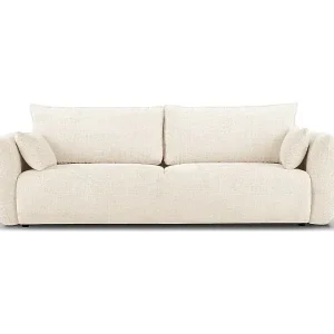 Cosmopolitan Design - 3-Sitzer ausklappbares Sofa mit Bettkasten "Matera" aus Chenille-Stoff leichtes beige - 240x108x86cm Meistverkauft