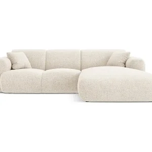 Geprüft Cosmopolitan Design - 4-Sitzer Ecksofa rechts "Nolio" aus Chenille-Stoff leichtes beige - 260x170x72cm
