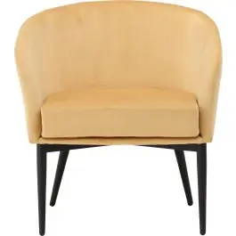 Abverkauf Sessel Fluffy Venture Design - Gelber Samt, schwarze Metallbeine - 64x70x66 cm