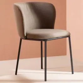 Esszimmerstuhl Edina Venture Design - Polyester-Leinen Braun - 60x77x53 cm - Schwarz Abverkauf