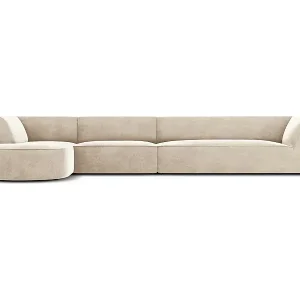 Zertifiziert CXL by Christian Lacroix - 5-Sitzer Ecksofa links "Charles" Sitzer aus Samt leichtes beige - 366x180x69cm