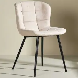 Esszimmerstuhl Lily Venture Design - Polyester Beige - 56x80x51 cm - Schwarz Online Kaufen