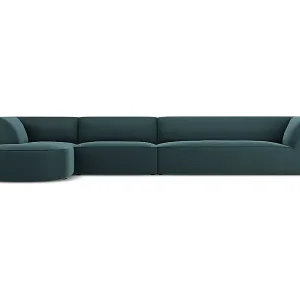 Schneller Versand CXL by Christian Lacroix - 5-Sitzer Ecksofa links "Charles" Sitzer aus Samt blau - 366x180x69cm