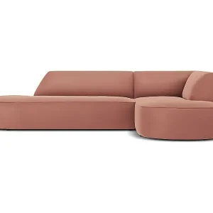 Finale Aktion CXL by Christian Lacroix - 4-Sitzer Ecksofa rechts "Charles" Sitzer aus Samt rosa - 273x180x69cm