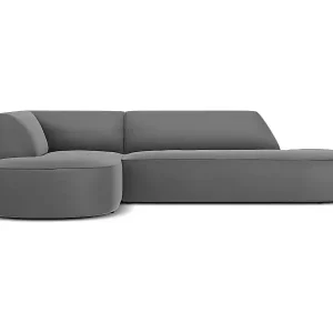 CXL by Christian Lacroix - 4-Sitzer Ecksofa links "Charles" Sitzer aus Samt dunkelgrau - 273x180x69cm Sonderaktion