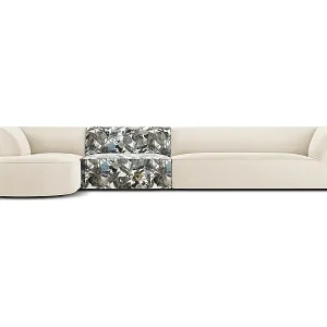 Neuheit CXL by Christian Lacroix - 5-Sitzer Ecksofa links "Charles" Sitzer aus Samt blaues gartenmotiv - 366x180x69cm