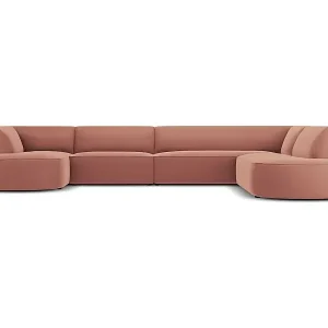 Highlight CXL by Christian Lacroix - 7-Sitzer Panoramasofa rechts "Charles" Sitzer aus Samt rosa - 366x273x69cm