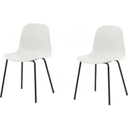 Sale Esszimmerstuhl Arctic von Venture Design - Weißer Kunststoff, schwarze Metallbeine - 48x82x49 cm