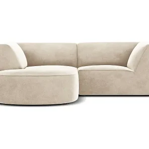 Meistverkauft CXL by Christian Lacroix - 3-Sitzer Ecksofa links "Charles" Sitzer aus Samt leichtes beige - 186x180x69cm