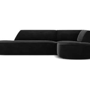 Kracherpreis CXL by Christian Lacroix - 4-Sitzer Ecksofa rechts "Charles" Sitzer aus Samt schwarz - 273x180x69cm