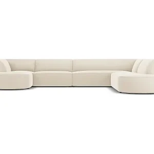 CXL by Christian Lacroix - 7-Sitzer Panoramasofa rechts "Charles" Sitzer aus Samt beige - 366x273x69cm Ausverkauf