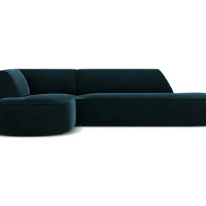 Kostenfreie Lieferung CXL by Christian Lacroix - 4-Sitzer Ecksofa links "Charles" Sitzer aus Samt petrol - 273x180x69cm