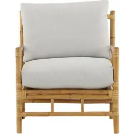 Einsitzer-Sessel Cane Venture Design - Bambus mit grauem Kissen - 77x78x88 cm Sichere Zahlung