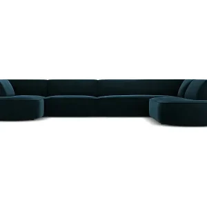 Saisonangebot CXL by Christian Lacroix - 7-Sitzer Panoramasofa rechts "Charles" Sitzer aus Samt petrol - 366x273x69cm