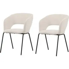 Esszimmerstuhl Day Venture Design - Stahl, Leinen, 66x86x60 cm, Cremeweiß Sale