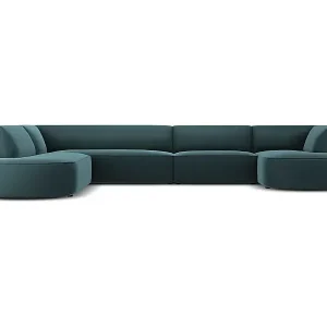 Neuheit CXL by Christian Lacroix - 7-Sitzer Panoramasofa links "Charles" Sitzer aus Samt blau - 366x273x69cm