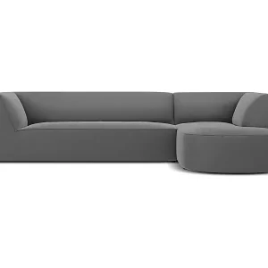 Kostenfreie Lieferung CXL by Christian Lacroix - 4-Sitzer Ecksofa rechts "Charles" Sitzer aus Samt dunkelgrau - 273x180x69cm