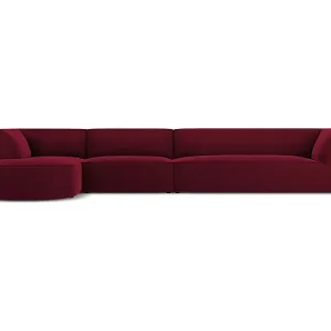 Kostenloser Versand CXL by Christian Lacroix - 5-Sitzer Ecksofa links "Charles" Sitzer aus Samt rot - 366x180x69cm