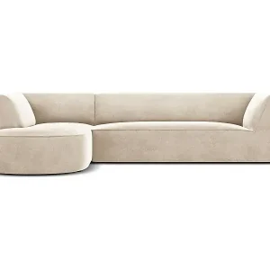 Garantierte Lieferung CXL by Christian Lacroix - 4-Sitzer Ecksofa links "Charles" Sitzer aus Samt leichtes beige - 273x180x69cm