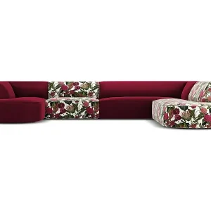 Jetzt Bestellen CXL by Christian Lacroix - 7-Sitzer Panoramasofa rechts "Charles" Sitzer aus Samt rosengarten-motiv - 366x273x69cm