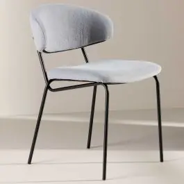 Esszimmerstuhl Chico Venture Design - Bouclé Hellblau - 59x79x50 cm - Schwarz Nur Heute