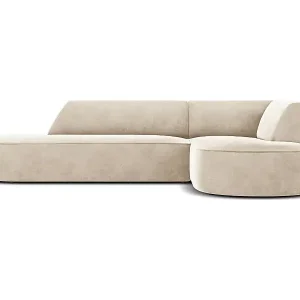 Abverkauf CXL by Christian Lacroix - 4-Sitzer Ecksofa rechts "Charles" Sitzer aus Samt leichtes beige - 273x180x69cm