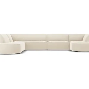 CXL by Christian Lacroix - 7-Sitzer Panoramasofa links "Charles" Sitzer aus Samt beige - 366x273x69cm Finale Aktion