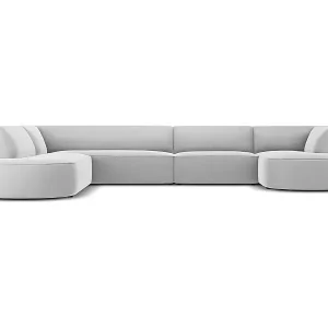 Jetzt Bestellen CXL by Christian Lacroix - 7-Sitzer Panoramasofa links "Charles" Sitzer aus Samt hellgrau - 366x273x69cm